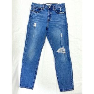 Levi’s high rise wedgie distressed slim leg jean